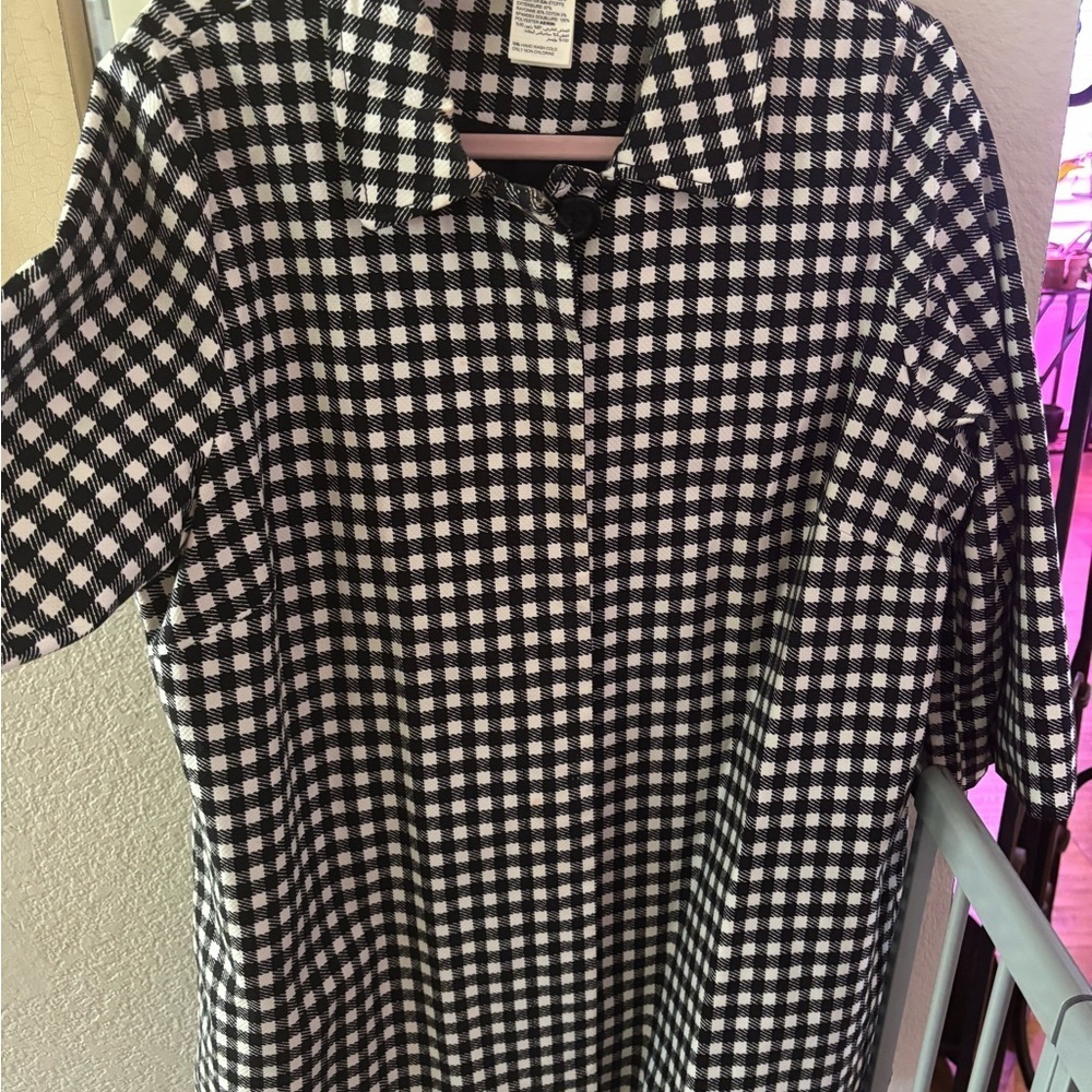 Chico's Black and White Gingham Button Down Jacket